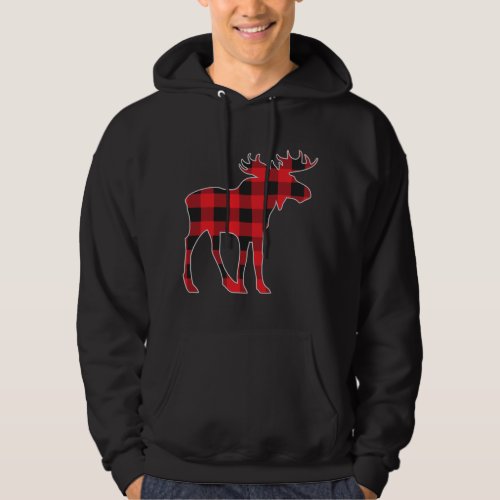 Moose Elk Plaid Buffalo Check Pajama Lumberjack Ch Hoodie