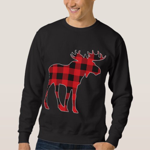 Moose Elk Plaid Buffalo Check Pajama Lumberjack Ch Sweatshirt