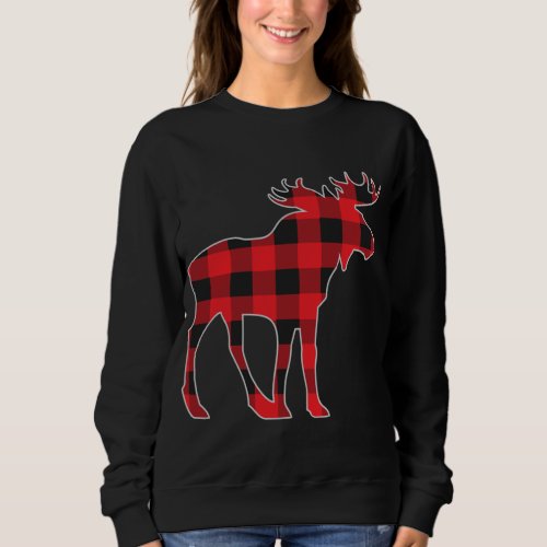 Moose Elk Plaid Buffalo Check Pajama Lumberjack Ch Sweatshirt