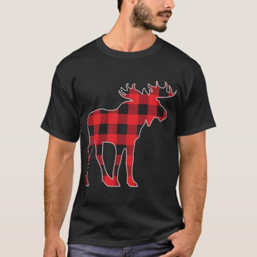 Moose Elk Plaid Buffalo Check Pajama Lumberjack Ch T_Shirt