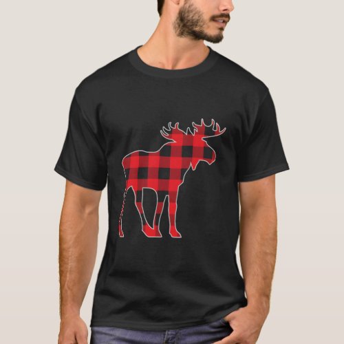 Moose Elk Plaid Buffalo Check Pajama Lumberjack Ch T_Shirt