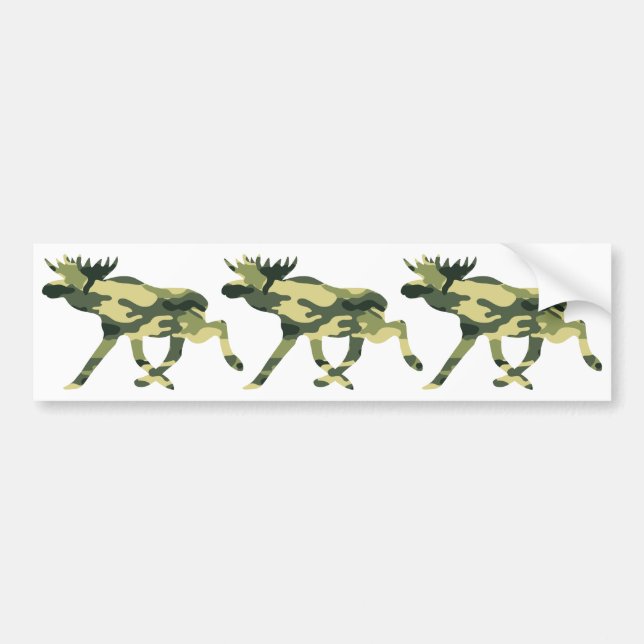 Moose / Elk Woodland Camouflage / Camo Bumper Sticker (Front)