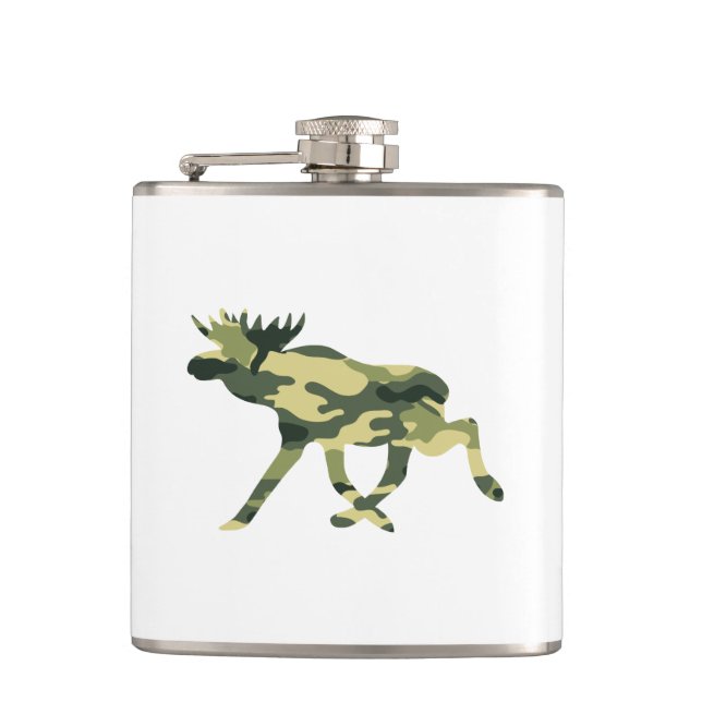 Moose / Elk Woodland Camouflage / Camo Flask (Front)
