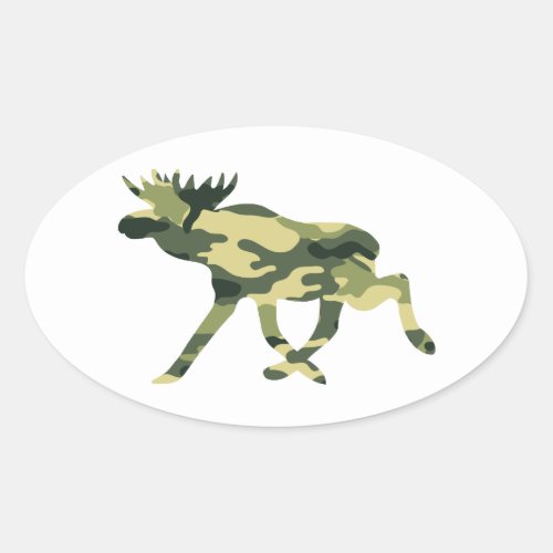 Moose  Elk Woodland Camouflage  Camo Oval Sticker