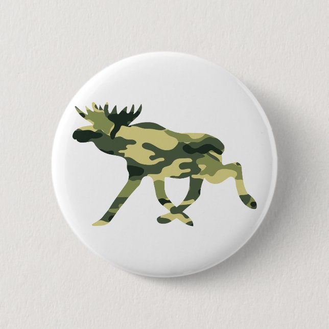 Moose / Elk Woodland Camouflage / Camo Pinback Button (Front)