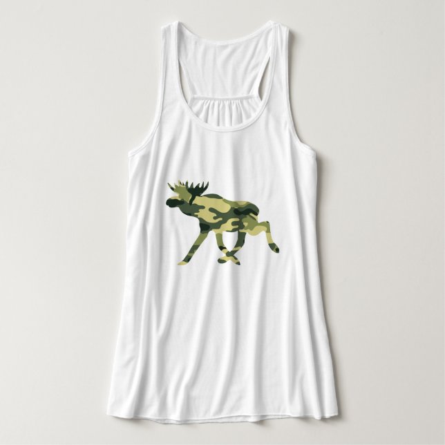 Moose / Elk Woodland Camouflage / Camo Tank Top (Design Front)
