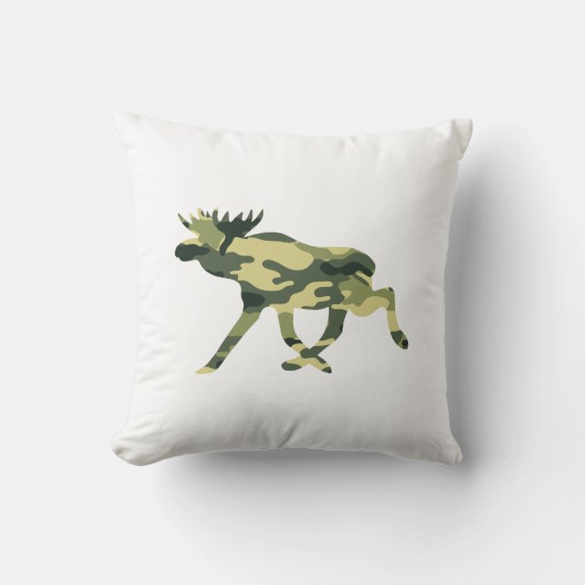 Moose / Elk Woodland Camouflage / Camo Throw Pillow (Front)