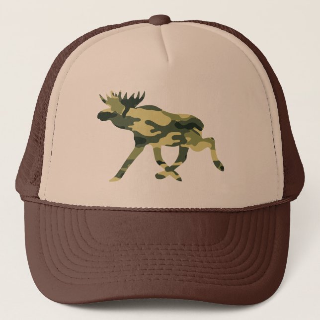 Moose / Elk Woodland Camouflage / Camo Trucker Hat (Front)