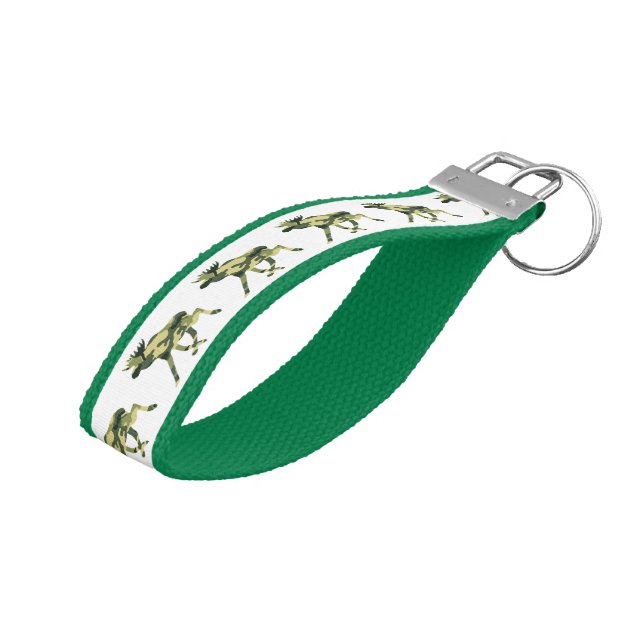 Moose / Elk Woodland Camouflage / Camo Wrist Keychain (Angled Up)