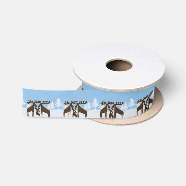 moose family Christmas ribbon (Spool)