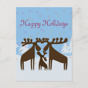 moose family holiday postcard