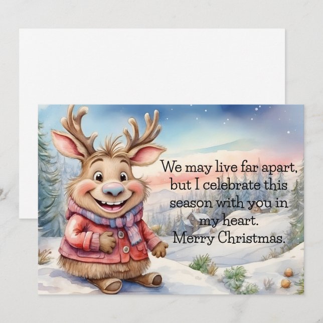 Moose Far Apart  Holiday Card (Front/Back)