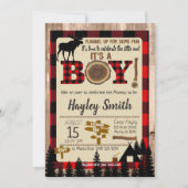 Moose Flannel up Lumberjack Plaid Baby Shower Invitation (Front)