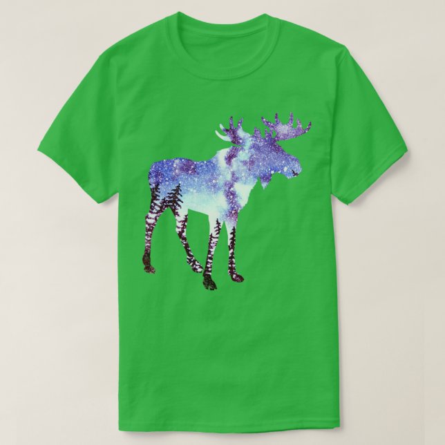 Moose Forest Night Sky T-Shirt (Design Front)