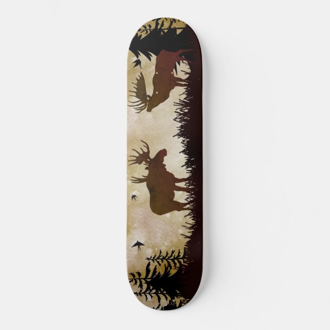 Moose Forest Wildlife Scene Skateboard (Front)