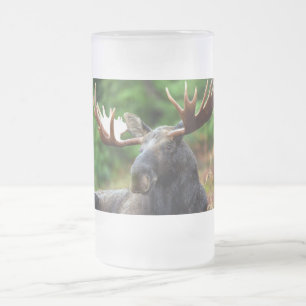 Moose Frosted Glass Beer Mug