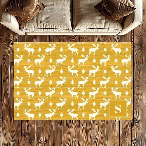 Moose Goldenrod Yellow Monogrammed Rug