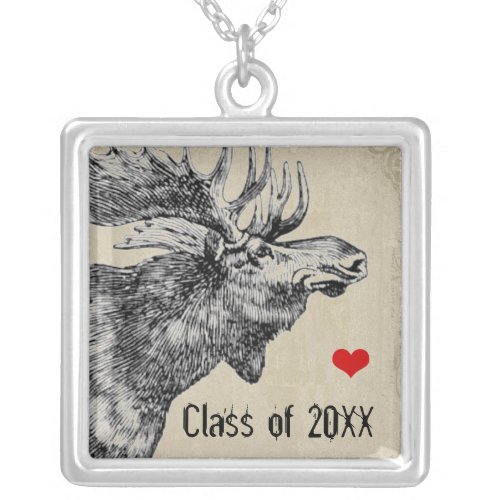 Moose Graduation Change to Your Graduation Year Silver Plated Necklace