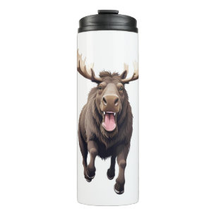 Moose Happy Playful Fun Jumping In The Air Forest Thermal Tumbler