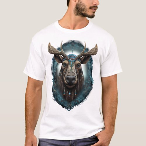 Moose Head Design T_Shirt