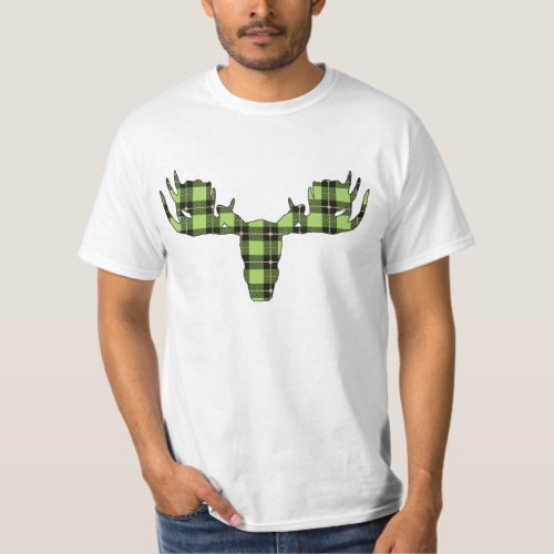 Moose Head Green and Black Plaid T_Shirt