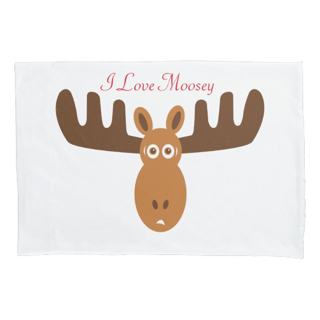 Moose Head_I Love Moosey_whimsical & humorous2 Pillow Case (Front)
