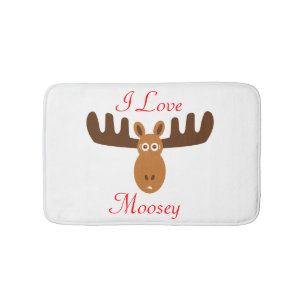 Moose Head_I Love Moosey_whimsical & humorous Bathroom Mat
