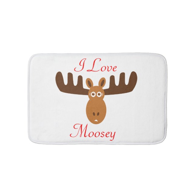 Moose Head_I Love Moosey_whimsical & humorous Bathroom Mat (Front)