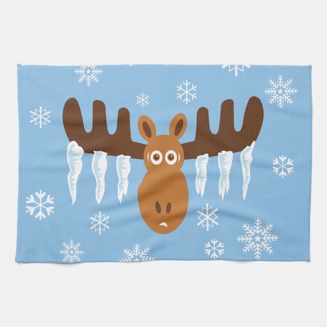 Moose Head_Icicle Antlers Kitchen Towel (Horizontal)