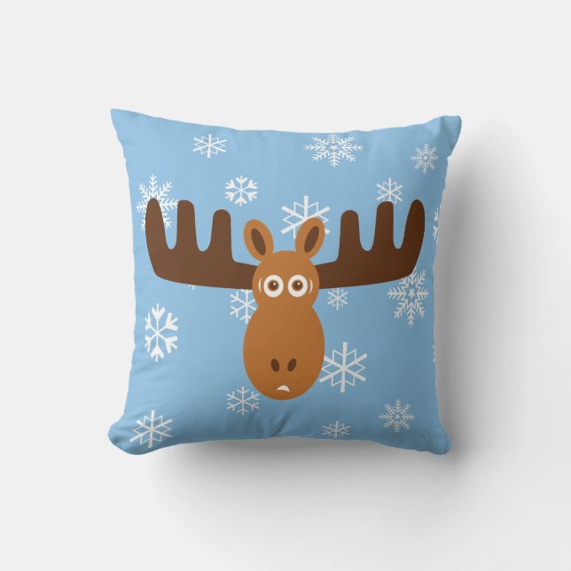 Moose Head_Icicle Antlers Throw Pillow (Front)