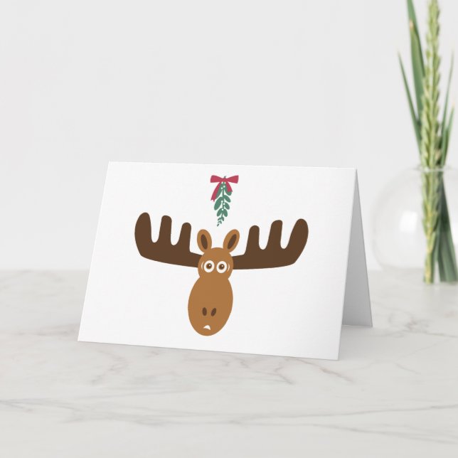Moose Head_Meet Me Under The Mooseltoe! Holiday Card (Front)