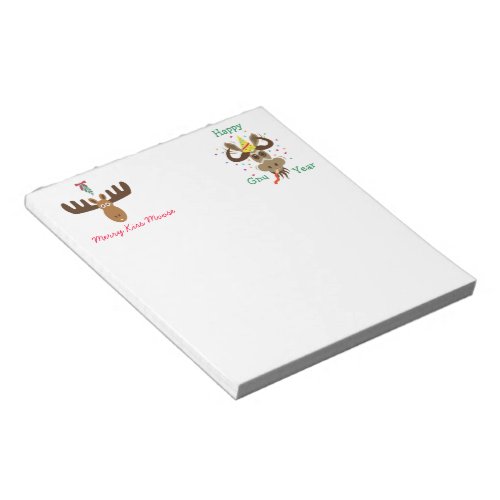 Moose Head_Merry Kiss Moose_Happy Gnu Year Notepad