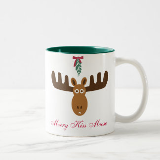 Moose Head_Merry Kiss Moose_Happy Gnu Year! Two-Tone Coffee Mug
