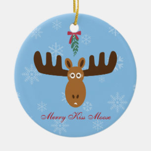 Moose Head_Merry Kissmoose_Happy Gnu Year! Ceramic Ornament