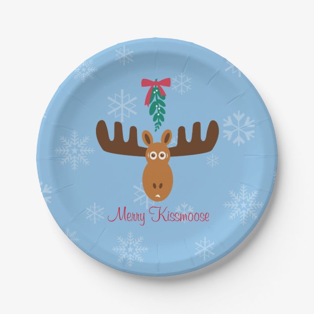Moose Head_Mistletoe_Merry KissMoose_Party Time Paper Plates (Front)