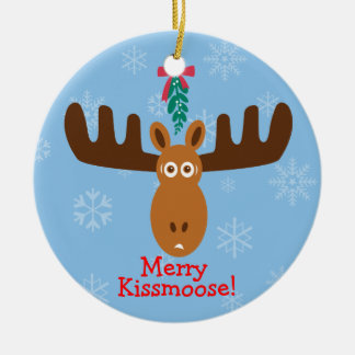 Moose Head_Mooseltoe_Merry Kissmoose! Ceramic Ornament
