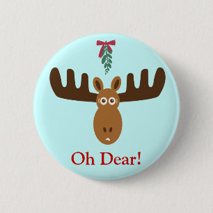 Moose Head_Mooseltoe_Oh Dear! holiday button pin
