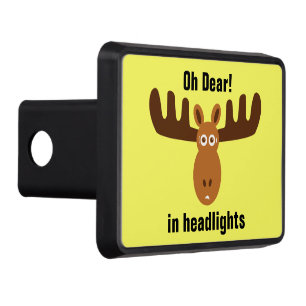 Moose Head_Oh Dear!_in headlights_v.2 Tow Hitch Cover
