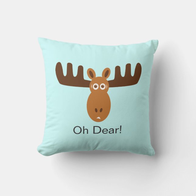 Moose Head_Oh Dear! Throw Pillow (Front)