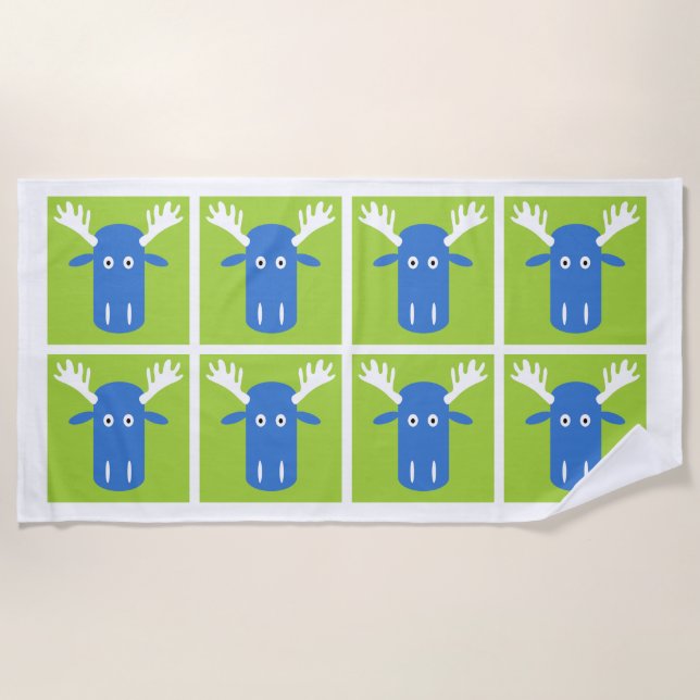Moose Head Pop Art beach towel (Front)