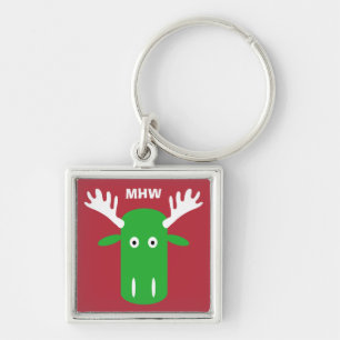 Moose Head Pop Art custom monogram key chain