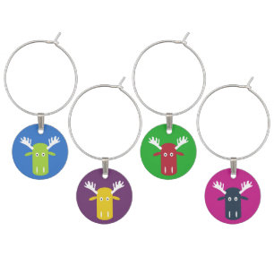Moose Head Pop Art wine charm set 1