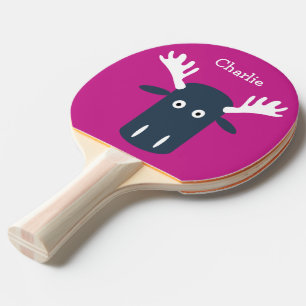 Moose Head PopArt custom monogram ping pong paddle