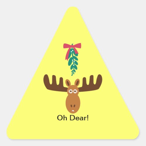 Moose Head_Road Sign_Mistletoe_Oh Dear Triangle Sticker