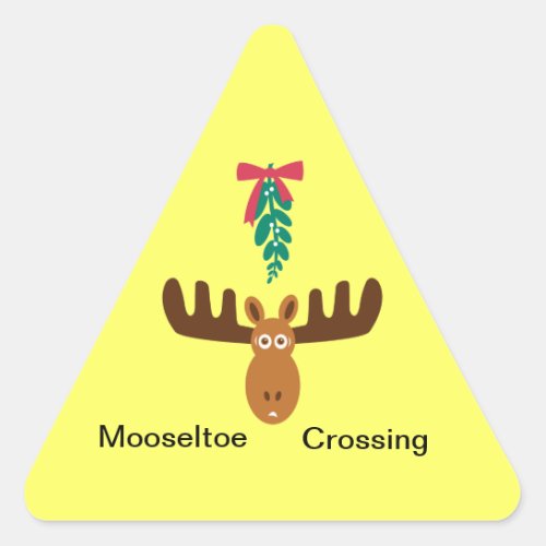 Moose Head_Road Sign_Mooseltoe Crossing Triangle Sticker