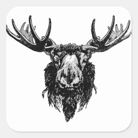 Moose Head Square Sticker