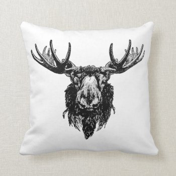 Moose Head Throw Pillow by lostlit at Zazzle