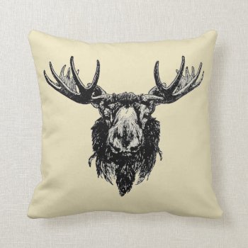 Moose Head Throw Pillow by lostlit at Zazzle