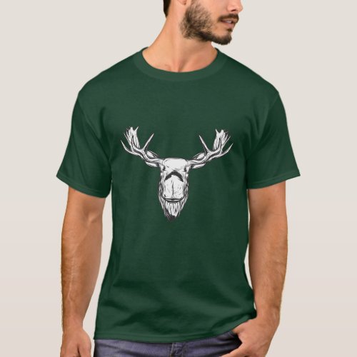 Moose Head Vintage Style Hunt Theme T_Shirt