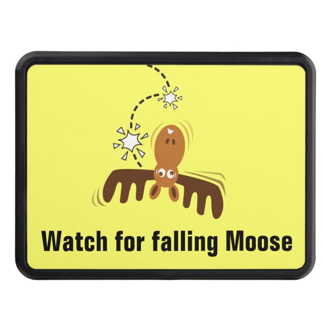 Moose Head_Watch for falling Moose! Tow Hitch Cover (Front)